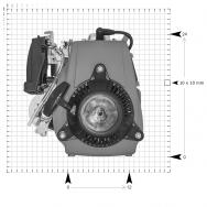 Motor na kolo - rozměry z boku, pravá strana Motor na kolo - rozměry z boku, pravá strana