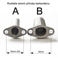 Rozpětí šroubů příruby karburátoru Rozpětí šroubů příruby karburátoru